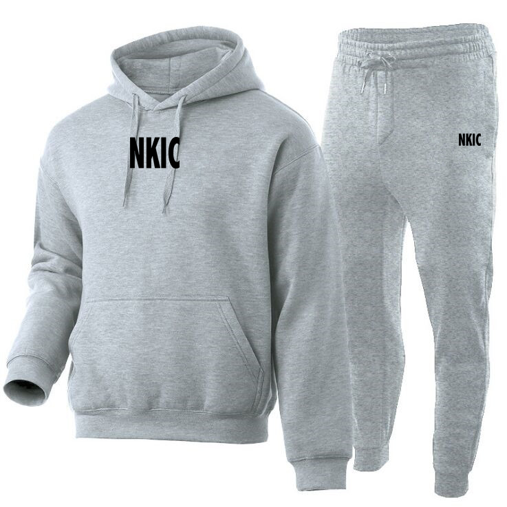 Fashion Brand Sportswear for Men letter Printed Male Hooded Long Sleeve Gray Hoodie and Sweatpants Home Outdoor Comfort Soft Tracksuits