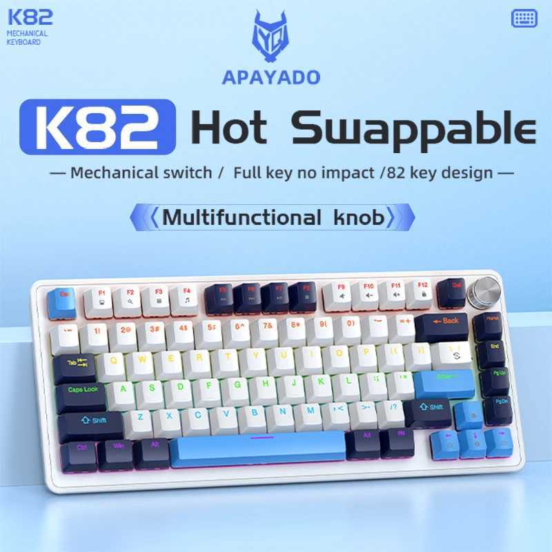 Tastiera Meccanica Apayado K82 Keysmultifunzionale Chiave Calda Swappablecool R…