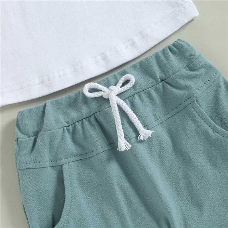 Clothing Sets Toddler Infant Baby Boys Summer Clothing Sets Short Sleeve Contrast Color Tops + Solid Color Drstring Shorts 2pcs Outfit