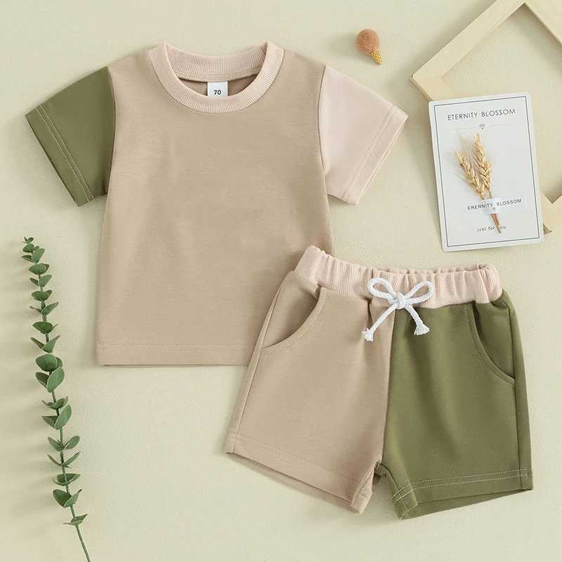 Clothing Sets Lioraitiin Toddler Baby Boy Girl Outfit Short Sleeve Contrast Color T Shirt Tops Elastic Shorts Set Neutral Summer Clothes