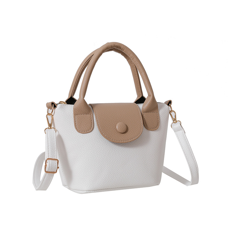 2025 Designer and versatile Fashionable 3 hand-held small for women, new color contrasting casual bucket bag, 2023 summer niche simple crossbody bag w