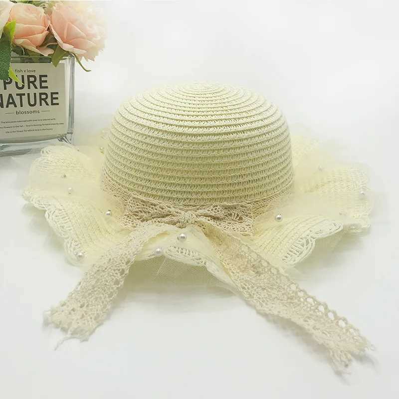 Woven Hat Outdoor Sunscreen Str Hat Sun Hat Childrens Breathable Beach Hat Summer Lace Panama HatW240715