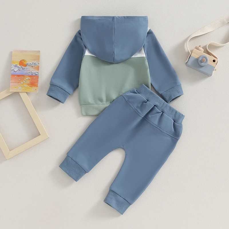 Clothing Sets 2023-08-01 Lioraitiin 0-3Y Infant Baby Boys Clothes Outfits Set Long Hooded Color Block Sweatshirts Pants Set Fall Clothing