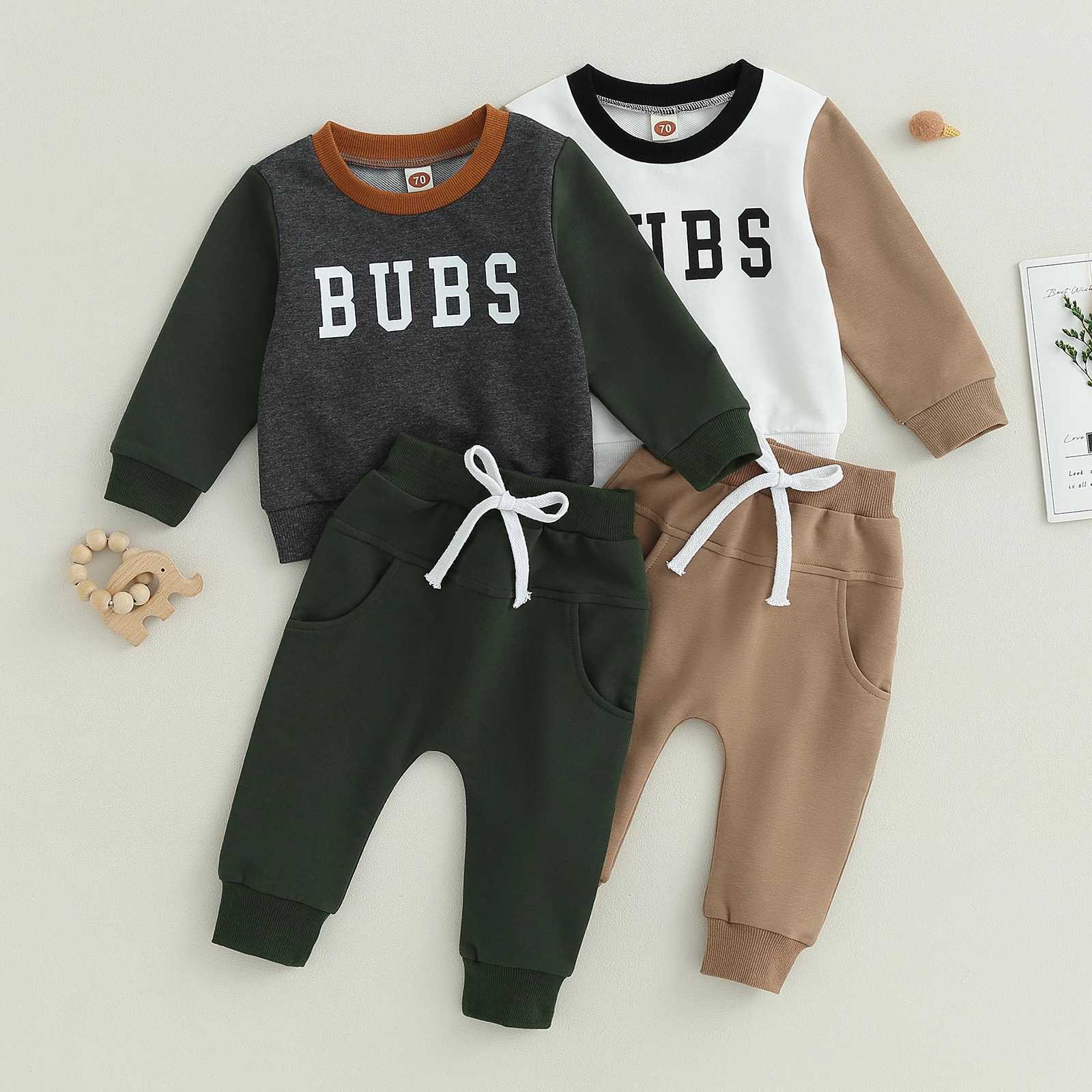 Clothing Sets 2023-07-11 Lioraitiin 0-3Years Baby Fall Outfits Long Sleeve Letter Print Loose Tops and Pants Set Toddler Warm 2Pcs Clothes Set