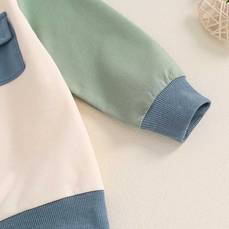 Clothing Sets 2024-05-28 Lioraitiin Baby Boy 2Pcs Fall Outfits Long Sleeve Crew Neck Flap Pocket Sweatshirt + Pants Set Spring Clothes