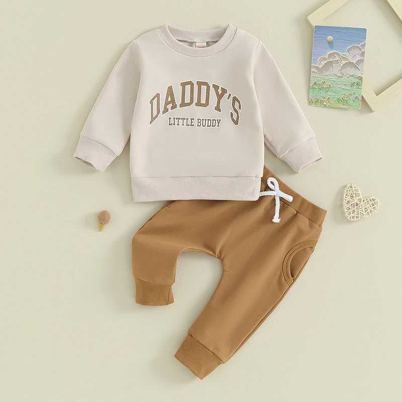 Clothing Sets 2023-08-08 Lioraitiin 0-3T Newborn Baby Outfits Letter Print Long Sleeve Round Neck Sweatshirt and Pants Set Toddler Pants Suits