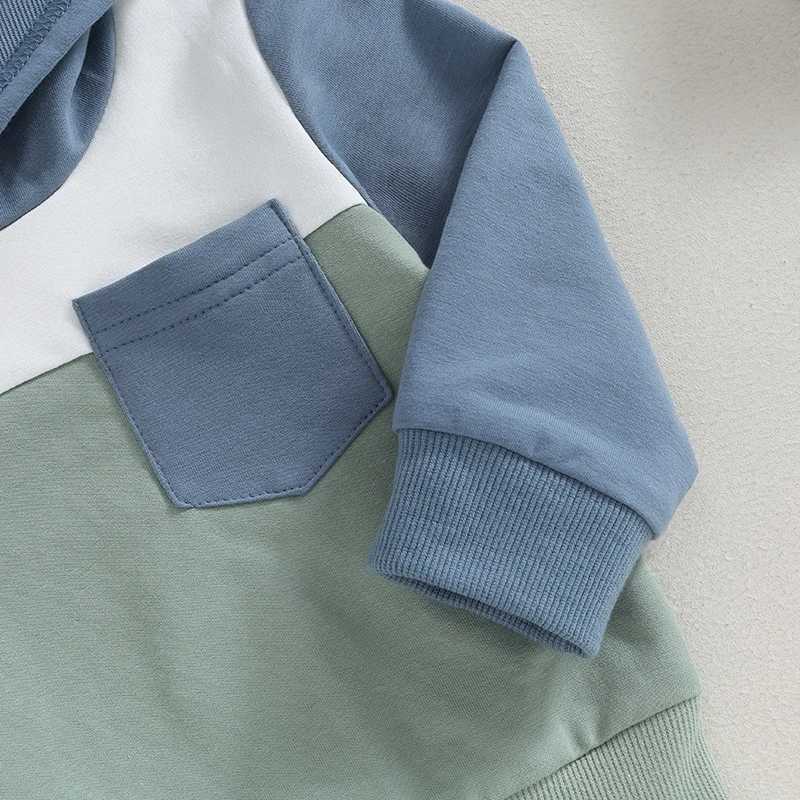 Clothing Sets 2023-08-01 Lioraitiin 0-3Y Infant Baby Boys Clothes Outfits Set Long Hooded Color Block Sweatshirts Pants Set Fall Clothing
