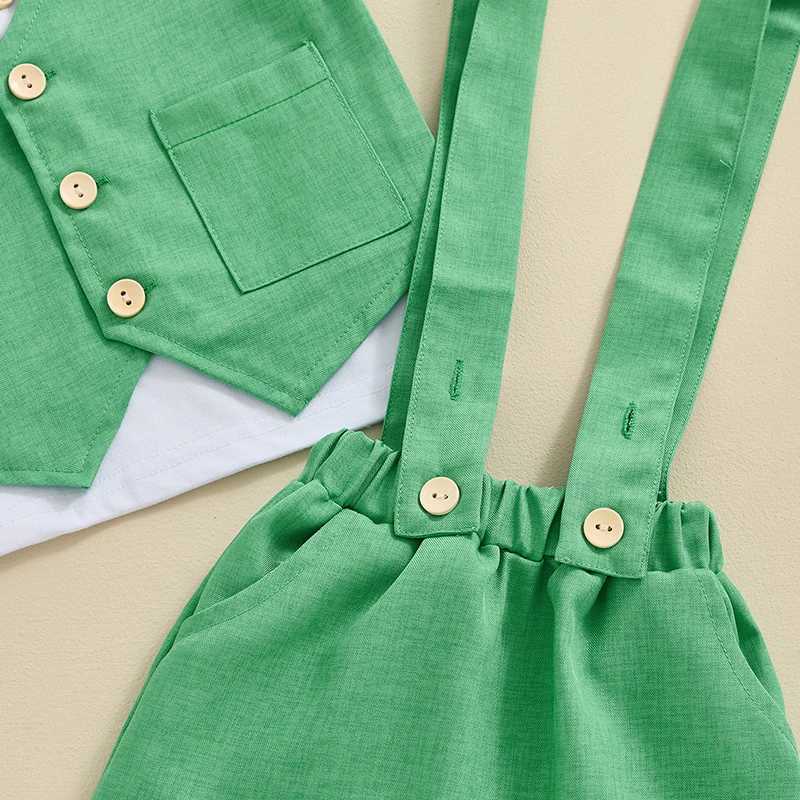 Clothing Sets 3pcs Summer Toddler Baby Boy Gentleman Set Short Sleeve Button T-Shirt with Suspender Shorts and Waistcoat Outfits