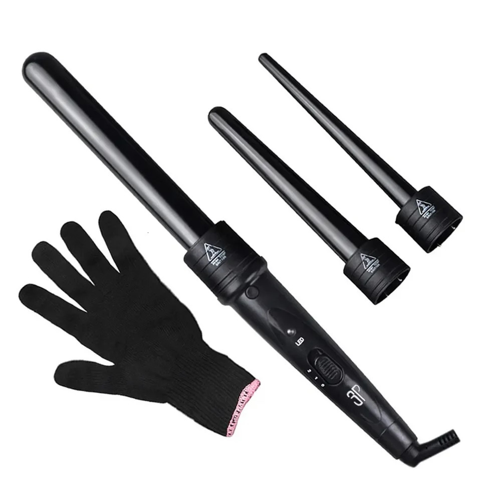 3-in-1 Hair Curling Iron 3 Interchangeable Barrels and LED Display -Professional Rapid Heating Waves Curl Wond Ceramic Styling 240712