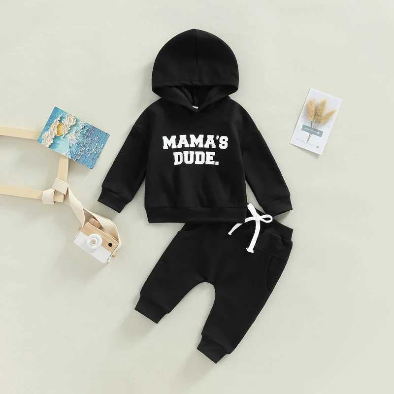 Clothing Sets 2022-10-05 Lioraitiin 0-3Years Baby Boys 2Pcs Fall Outfits Long Sleeve Letter Print Hoodie and Pocket Pants Set