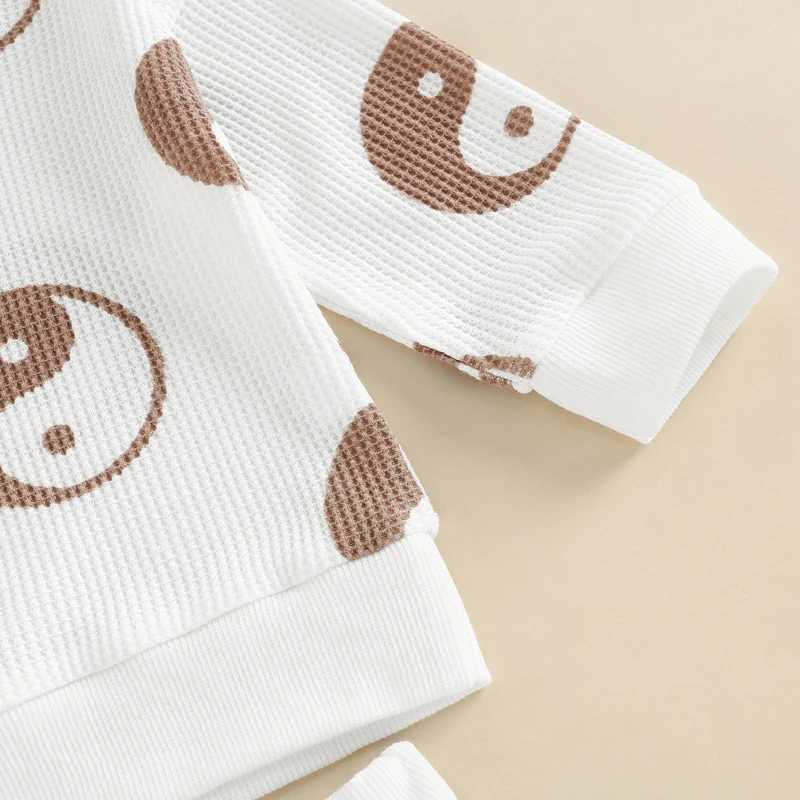 Clothing Sets 2022-08-23 Lioraitiin Baby Pants Suit Long Sleeve Round Neck Shirt + Drstring Trousers with Pockets for Boy Girl