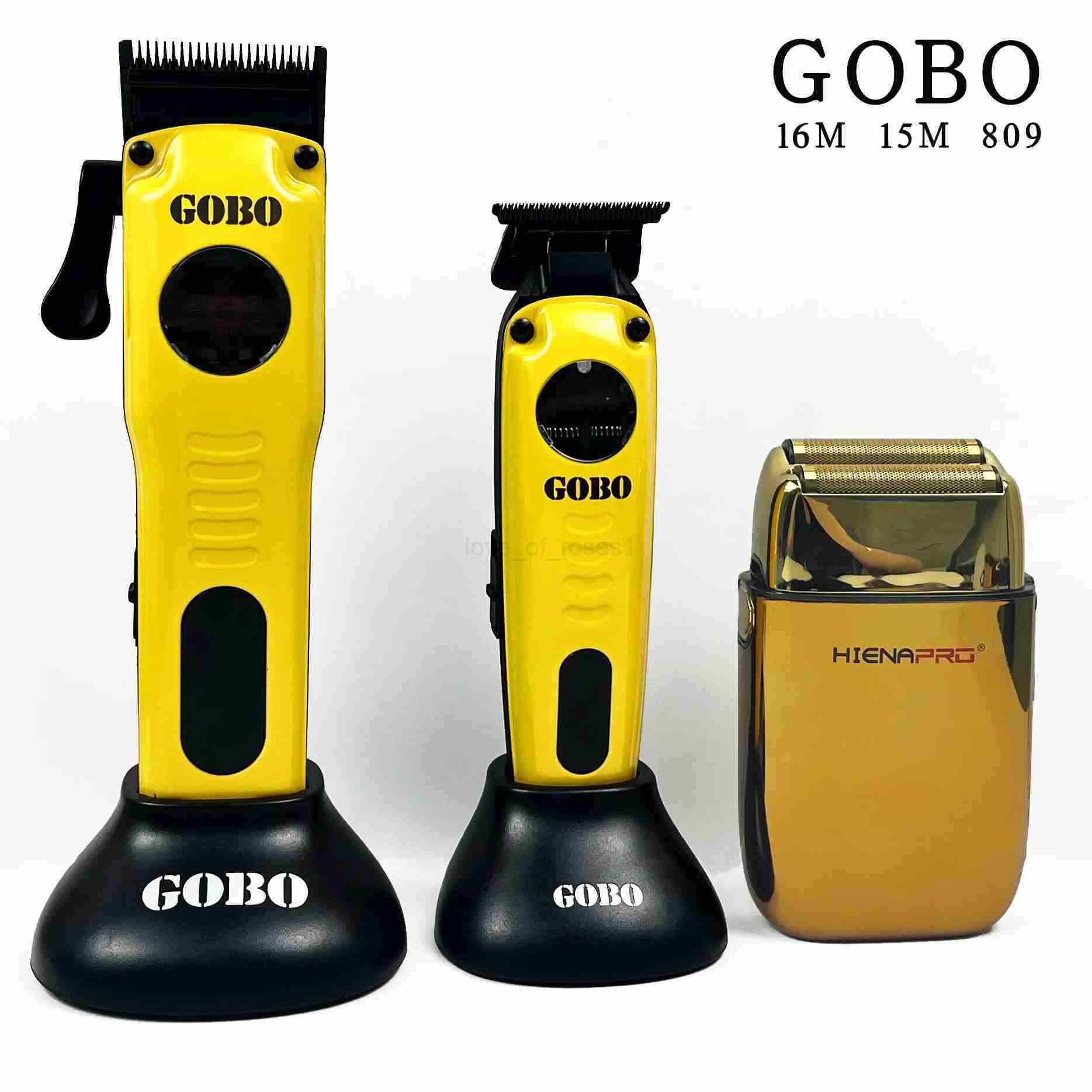 GOBO 3pcs 9900RPM 15M Set Professional Hair Clipper Magnetic Motor Barber Cutting Machine DLC Trimmer With Charger Stand M241223
