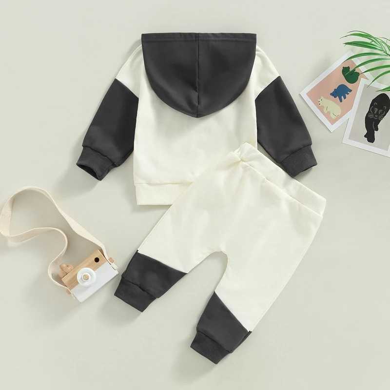Clothing Sets Toddler Baby Boys 2pcs Tracksuit Contrast Colors Long Sleeve Pullover Hoodie Sweatshirt and Elastic Pants Suit