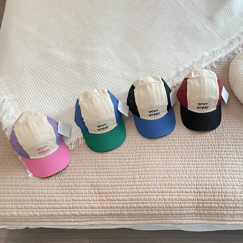 Summer letter embroidery retro hat breathable fashionable leather hat baby girl boy cotton baseball hat children sun block hatW240715