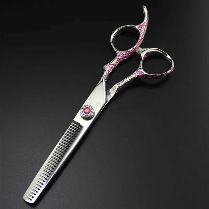 Professional japan 440c Pink Plum 6 hair scissors cutting barber makas cut hair salon thinning shears hairdressing scissorsCL240715
