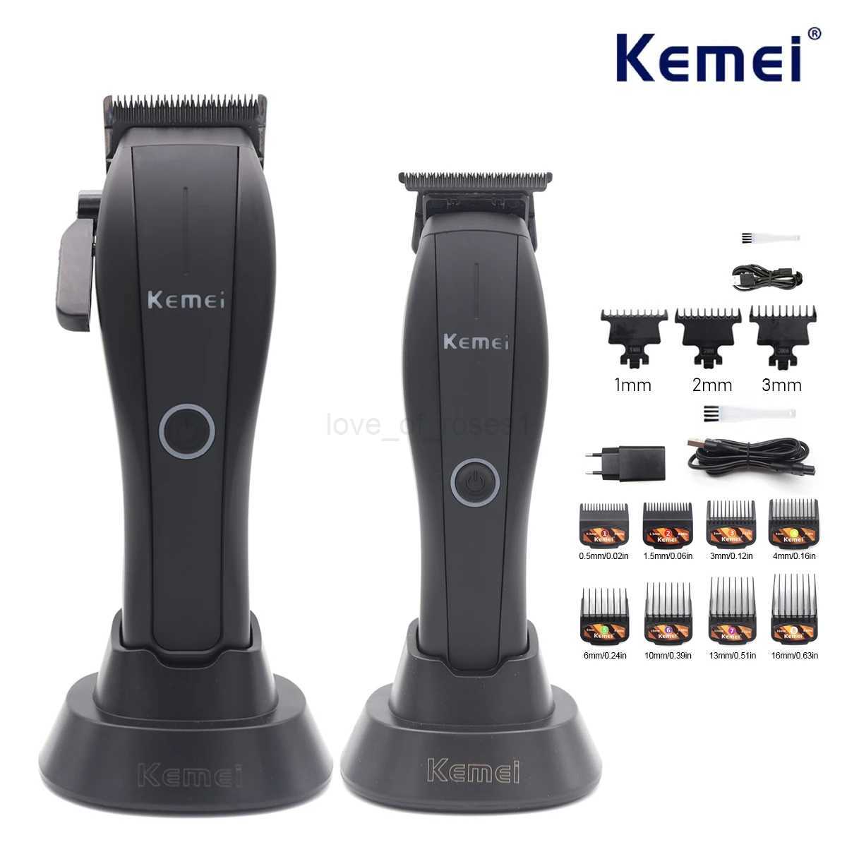 Kemei KM-2286 KM-2295 Professional Hair Cutting Machine Kit for Men DLC Hair Trimmer Machine USB Base Charger Hair ClipperM240715