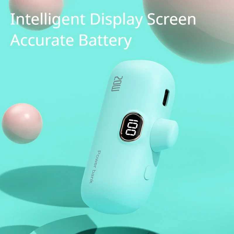 20W New Wholesale LED Display 5000mah Cute Emergency Pocket Fast Charging Portable Charger Mini Power Bank for PhoneM240715