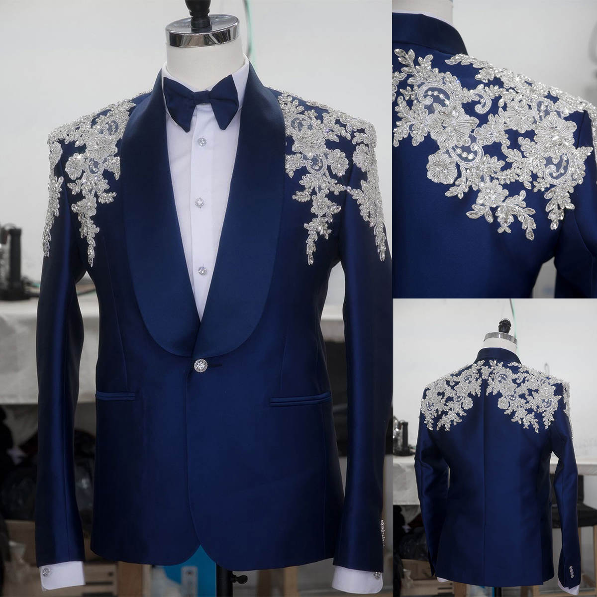 Formal Men Wedding Suits 2 Pieces Appliques Custom Made Handsome Wedding Tuxedos For Business Groom Wear