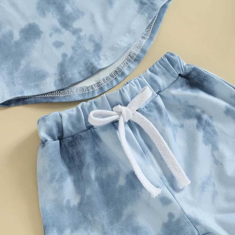 Clothing Sets Summer Baby Boys Suit Tie-dye Print Short Sleeve Crew Neck T-shirt + Elastic Waist Shorts 2Pcs Infant Sets Toddler Clothes 3I3Z