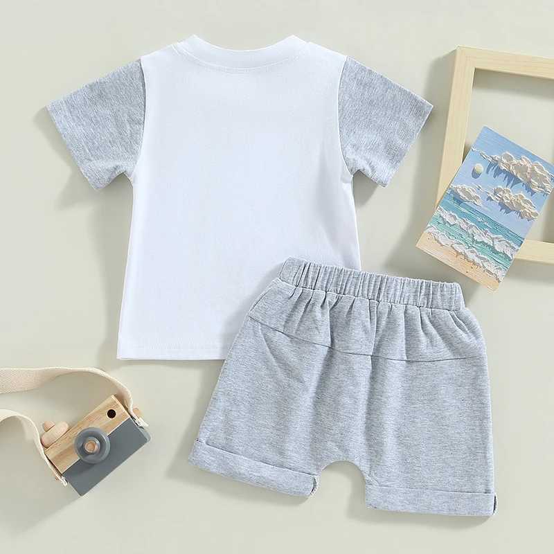 Clothing Sets 2023-02-16 Lioraitiin 0-3years Infant Boys Summer Outfits Contrast Letter Print Crew Neck Short Sleeve T-Shirts Solid Shorts