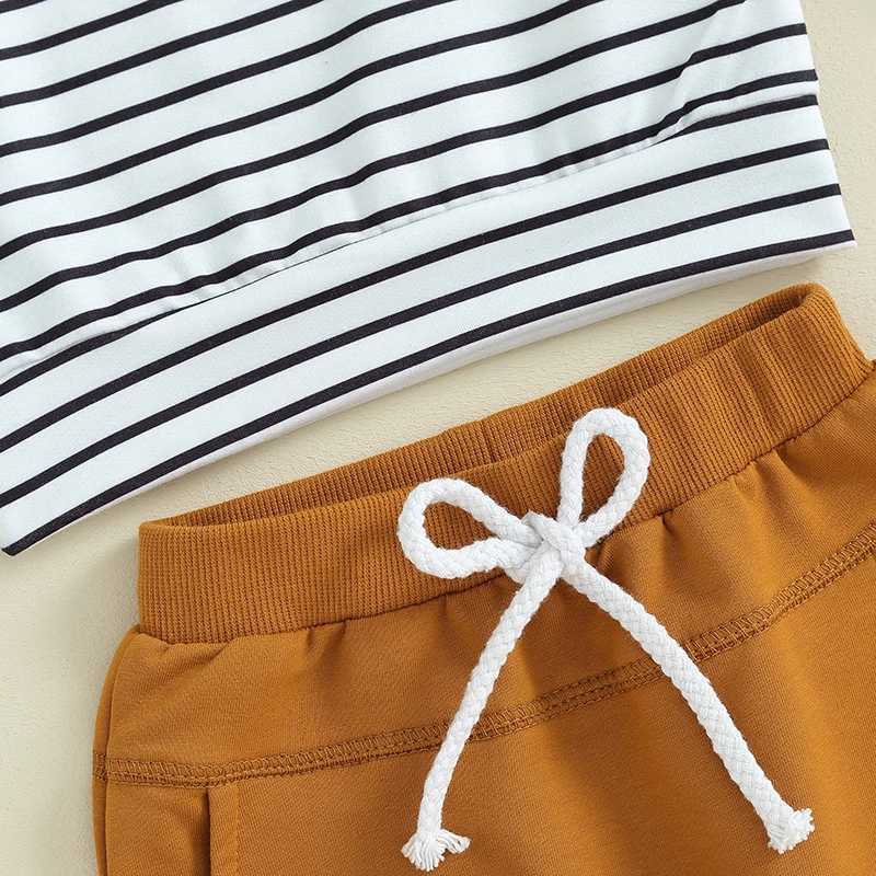 Clothing Sets Toddler Baby Boy Fall Clothes Stripe Print Long Sleeve Pocket Pullover Sweatshirt Elastic Waist Pants 2Pcs Warm Infant Outfits