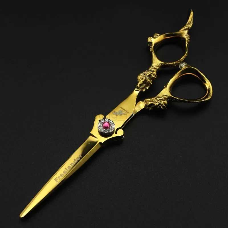 6 Inch All Golden Dragon Hairdressing Barber Scissors Professional Barbershop Scissor Haircut Salon Cutting Shears Set ThinningCL240715