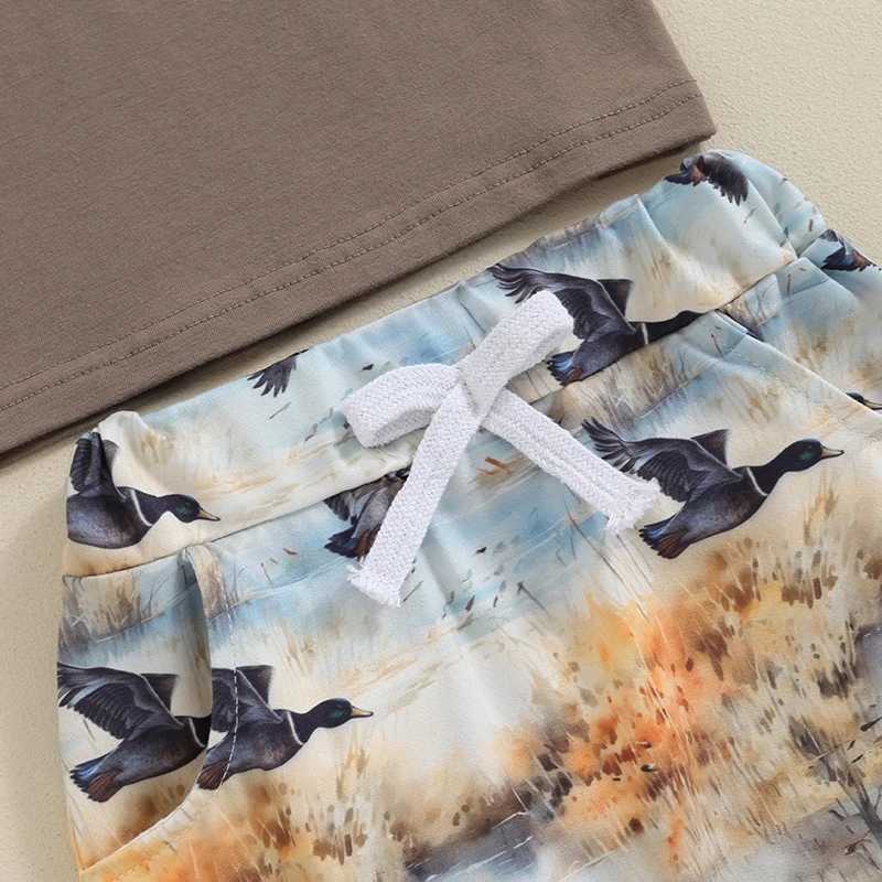 Clothing Sets Newborn Boys Clothing Sets Summer Duck Print T-shirts+Solid Color Elasctic Shorts Kids Clothes Casual Clothing Sets for Toddler