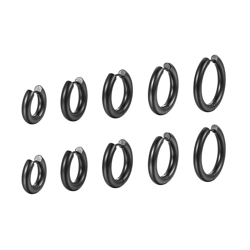 Non Tarnish 18k Gold Hoop Earrings Thick Chunky Stainless Steel Buckle Circle Earring for Women Men Gift Street Dance Fashion Hiphop Jewelry