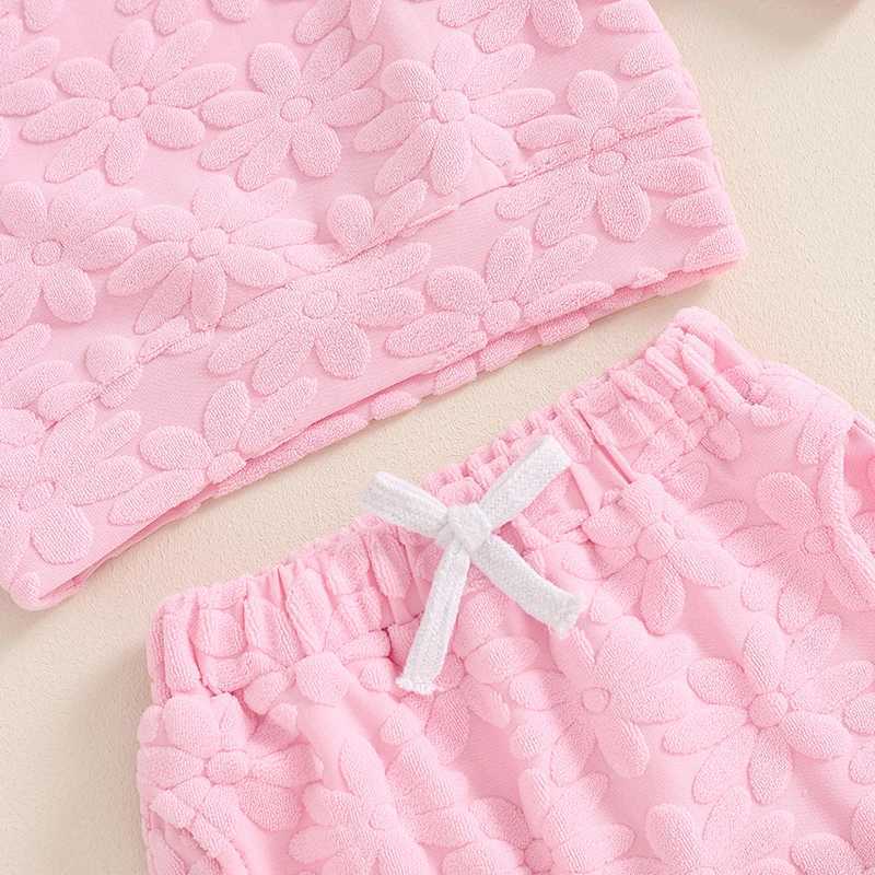 Clothing Sets 2024-05-22 Lioraitiin Toddler Girl Fall Outfit Daisy Embroidery Long Sleeve Sweatshirt with Elastic Waist Pants Headband Set