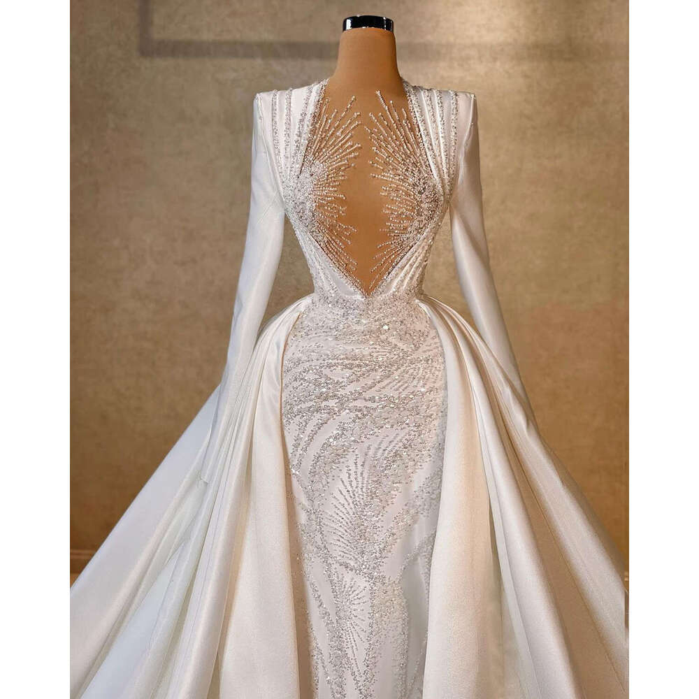 Princess Ball Gown Wedding Dresses Sexy Applique Lace Bridal Gowns Custom Made Long Sleeves Sweep Train Robe De Mariee