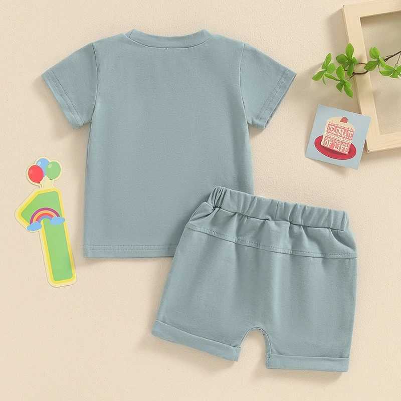 Clothing Sets 2024-03-20 Lioraitiin Summer Baby Boys Outfits Letter Embroidery Short Sleeves T-Shirt and Elastic Shorts Vacation Clothes Set