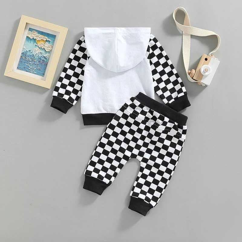 Clothing Sets 2022-07-01 Lioraitiin 0-4Years Girl Boy Outfit 2Pcs Set Plaid Long Sleeve Hoodie with Pockets Elastic Drstring Waist Pants
