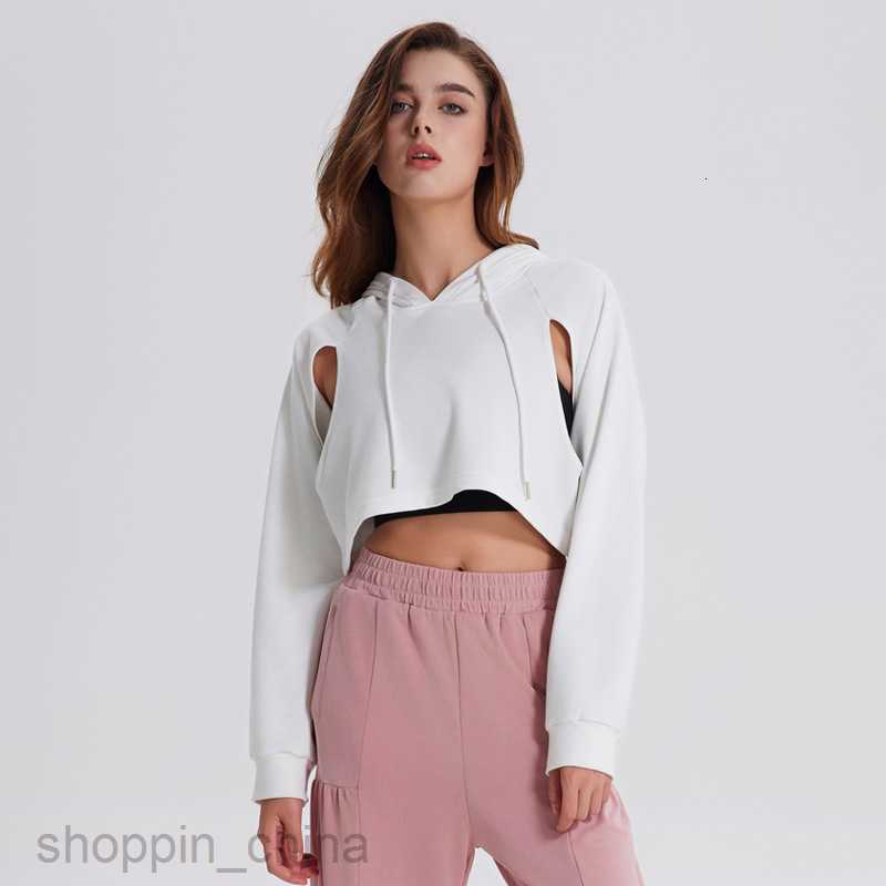 Women Hoodies Sweatshirts New autumn winter streaming sports hoodie for women exposed navel short drawstring loose fit fitness top pullover yoga joggi