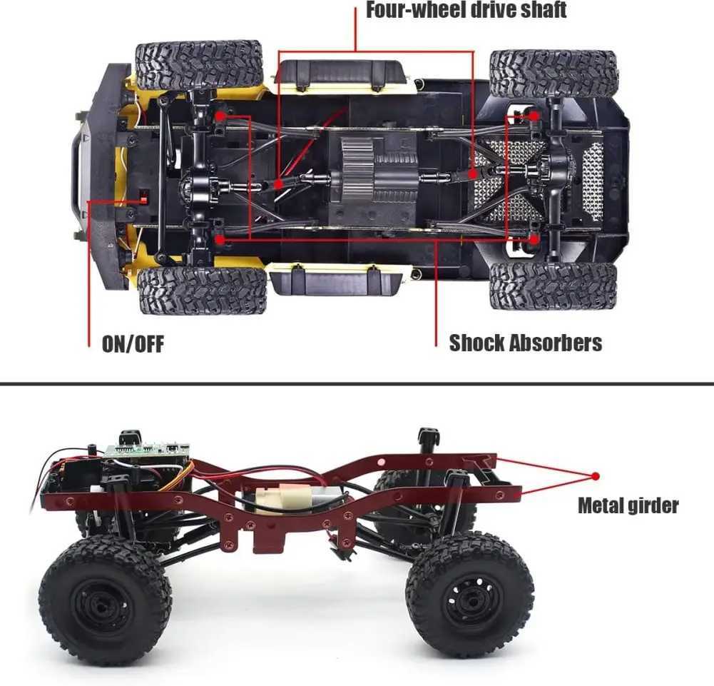 C24-1 2.4Ghz RC Car Crawler 1/16 Scale 4WD Off-road Vehicle Rechargeable Remote Control Climbing Car Model Toys For Kids GiftsM0715