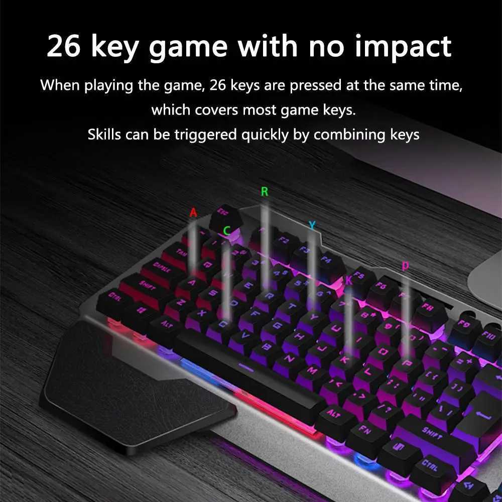 K680 Wireless Gaming Keyboard Mouse Rgb Backlit Metal Panel Rechargeable Gamer Mouse Waterproof Keyboard SetM240715