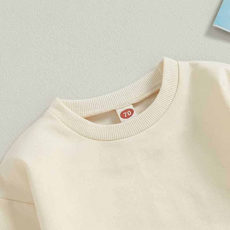 Clothing Sets 2023-07-05 Lioraitiin 0-3Years Toddler Boys 2Pcs Fall Clothes Sets Solid Long Sleeve Sweatshirt Tops Drstring Pants Sets