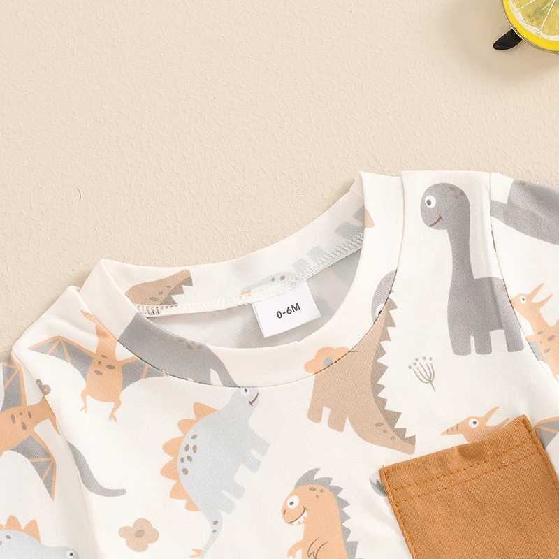 Clothing Sets Toddler Boys Summer Outfits Dinosaur Car Print Short Sleeve T-Shirts Tops Elastic Waist Shorts 2Pcs Boys Clothes Set