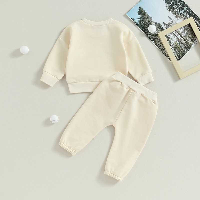 Clothing Sets 2023-07-05 Lioraitiin 0-3Years Toddler Boys 2Pcs Fall Clothes Sets Solid Long Sleeve Sweatshirt Tops Drstring Pants Sets