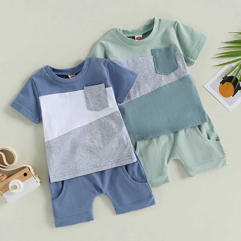 Clothing Sets 2023-03-07 Lioraitiin 0-3Years Baby Boys 2Pcs Summer Shorts Set Short Sleeve Contrast Color T-shirt Shorts Summer Outfit