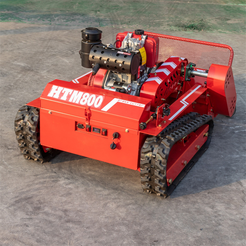 Wholesale manufacturers all-terrain crawler remote control lawn mower HTM800 automatic home agricultural orchard weeder remote control grass breaker