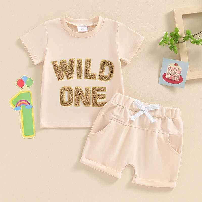 Clothing Sets 2024-03-20 Lioraitiin Summer Baby Boys Outfits Letter Embroidery Short Sleeves T-Shirt and Elastic Shorts Vacation Clothes Set
