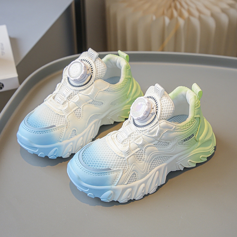 Rotating button jelly shoes mesh casual sports shoes girls' spring low top shoes running shoes