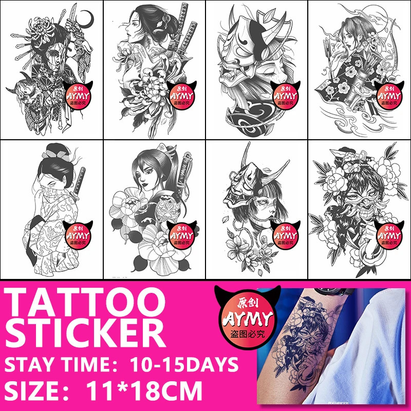 tattoo stickers Temporary tattoos man long-lasting sex geisha wife woman waterproof on neck feet adult semi-permanent 240712