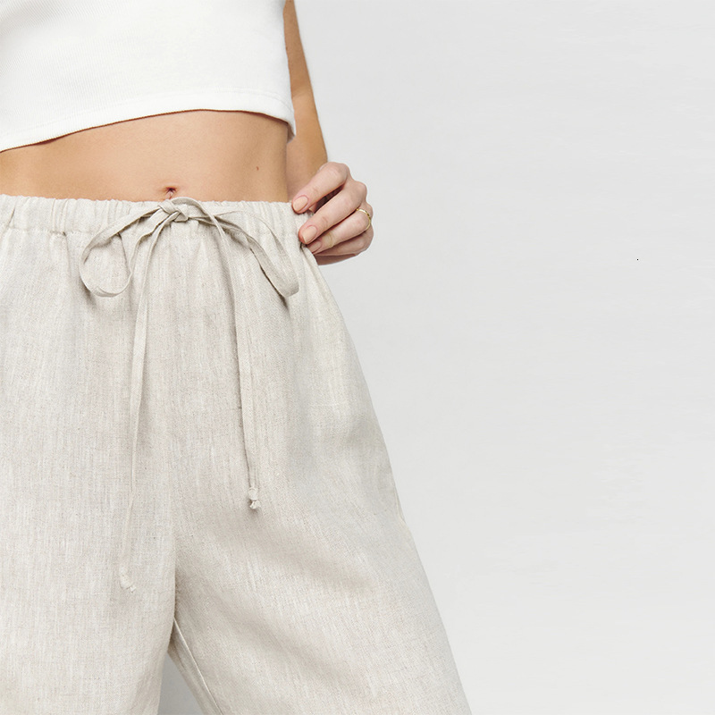 732 REF Pure Yuan Spring Autumn New 2023 Solid Color Linen Pants Loose, Lazy, Elastic, Comfortable and Versatile Straight Tube Military Pants for Man