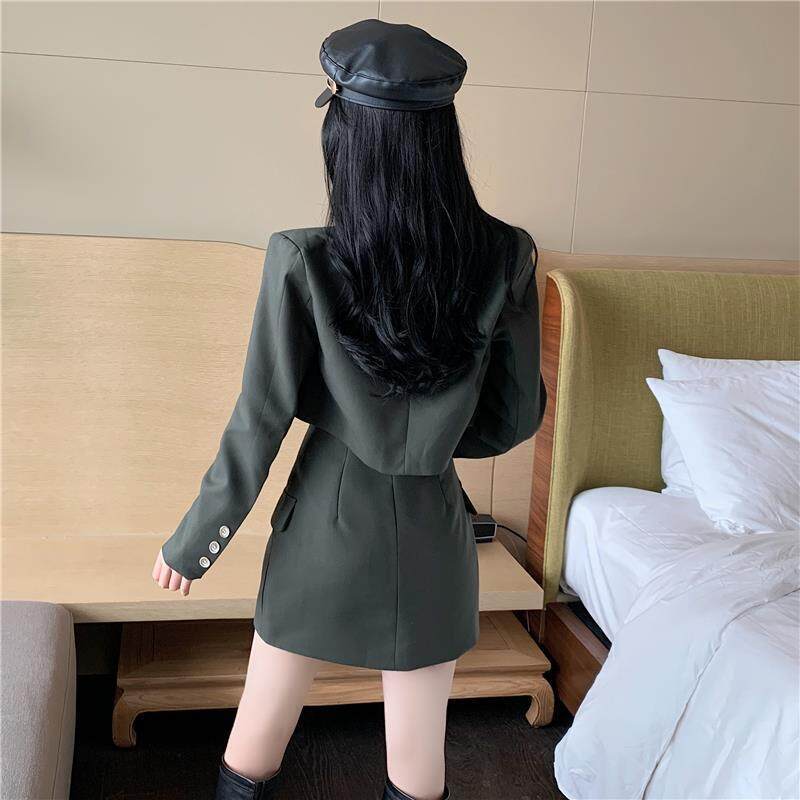 Spring temperament short sleeved small suit jacket, high waisted skirt, ladies' suit, 2021 new style, two