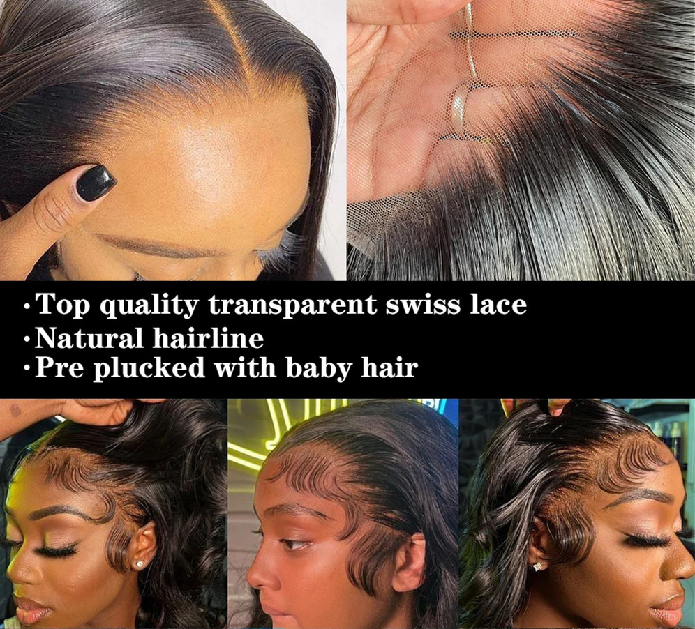 18'' Straight 360 Full Lace Wig Lace Front Wigs Human Hair 360 Lace Frontal Glueless Human Hair Wig Pre Plucked Long Straight Black Wig For 