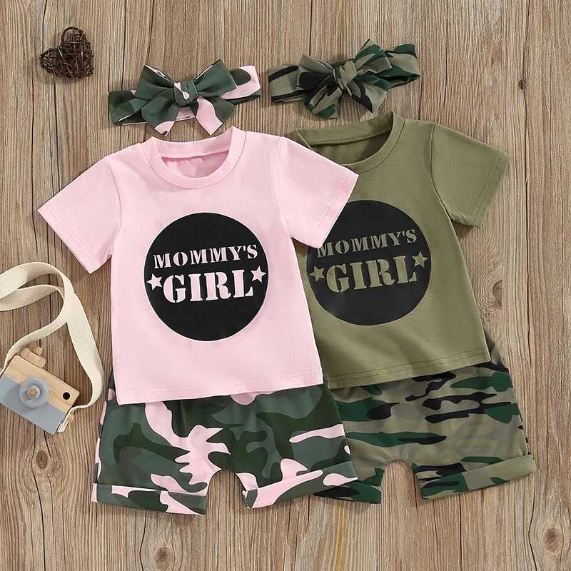 Clothing Sets 2023-12-26 Lioraitiin 3M-5Y Summer Baby Girl Outfit Letter Print Short Sleeve T-Shirts Top Elastic Waist Shorts 2Pcs Clothes Set