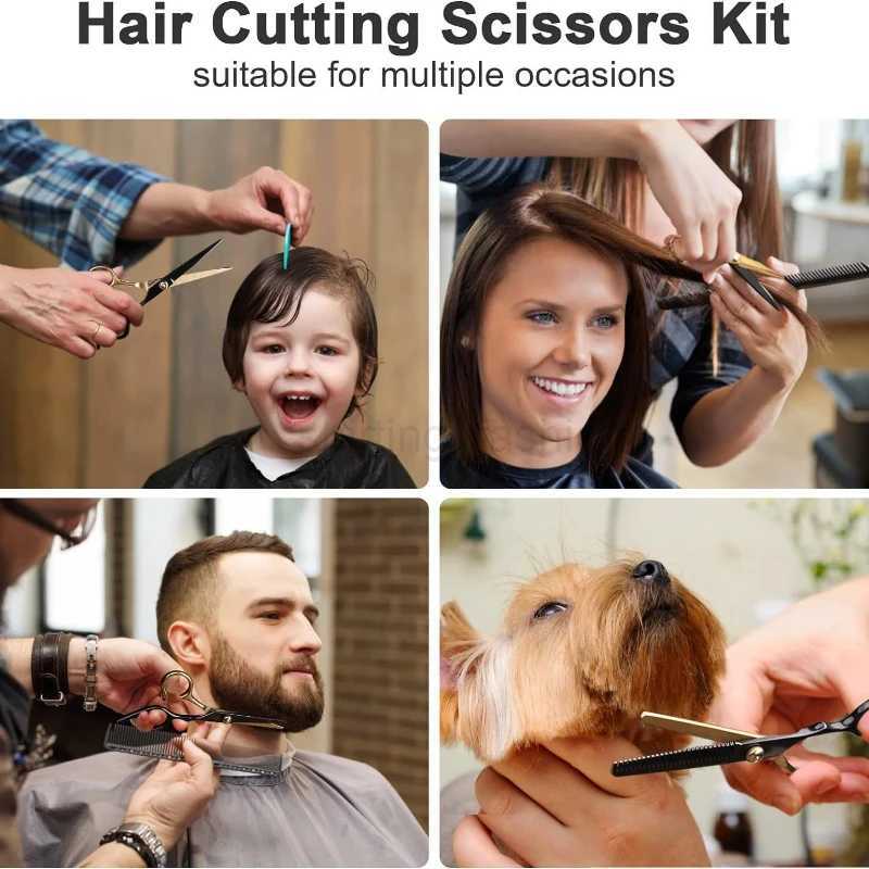 Hair Scissors Set Professional Barber Scissors Stainless Steel Scissors Hair Tools Hairdressing Hair Cutting Thinning ShearsCL240715