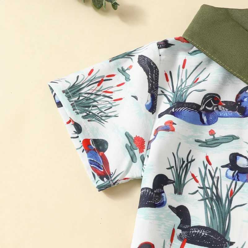 Clothing Sets 2024-05-05 Lioraitiin Baby Boys Summer Outfits Duck Print Button Short Sleeves T-Shirt and Elastic Shorts Set for 2 Piece Set