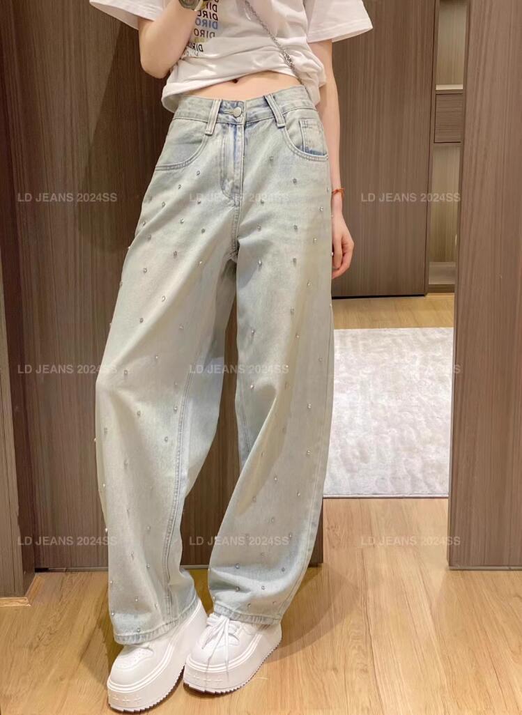 24ss Designer Women Jeans Brand Clothing Summer Pants Fashion letter jacquard Logo Decoration Ladies Trousers Girl Casual jeans jul 04